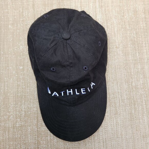 Athleta Logo Black Baseball Hat Classic Spellout Print 100% Cotton - Picture 4 of 7